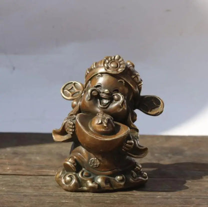 China brass five god of wealth Buddha small crafts statue A set