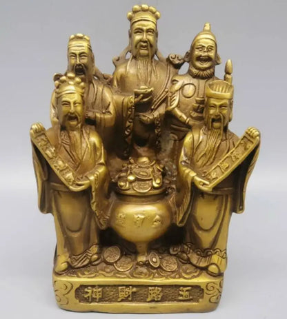 China brass five god of wealth crafts statue