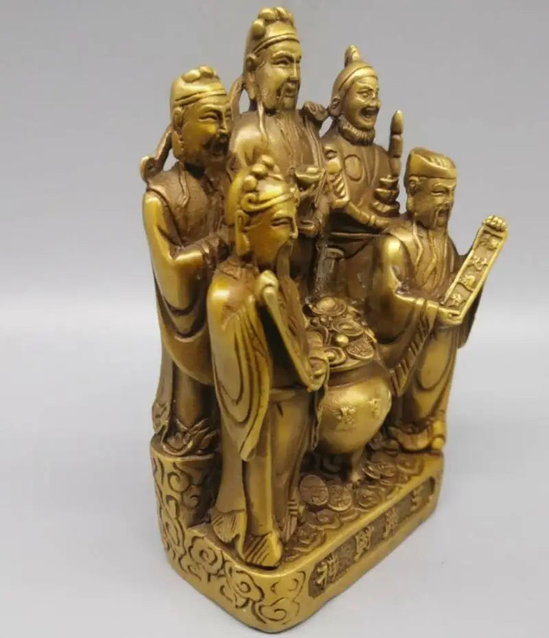 China brass five god of wealth crafts statue