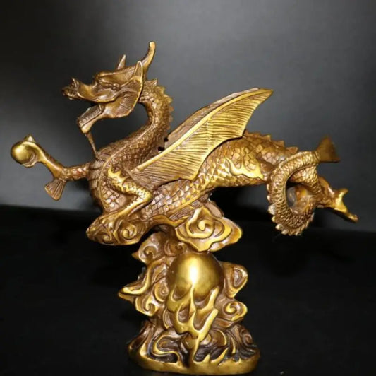 China brass fly dragon crafts statue