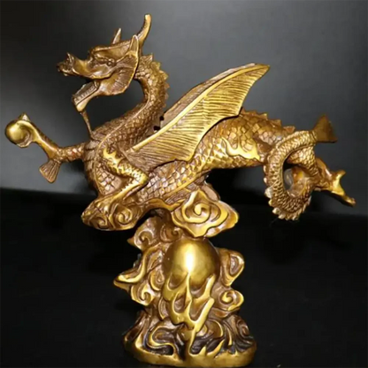 China brass fly dragon crafts statue