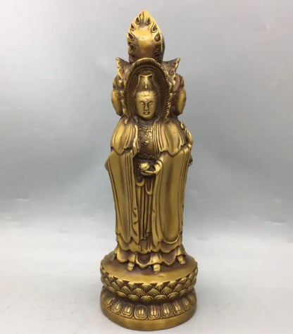 China brass four surface Goddess of mercy Buddha crafts statue