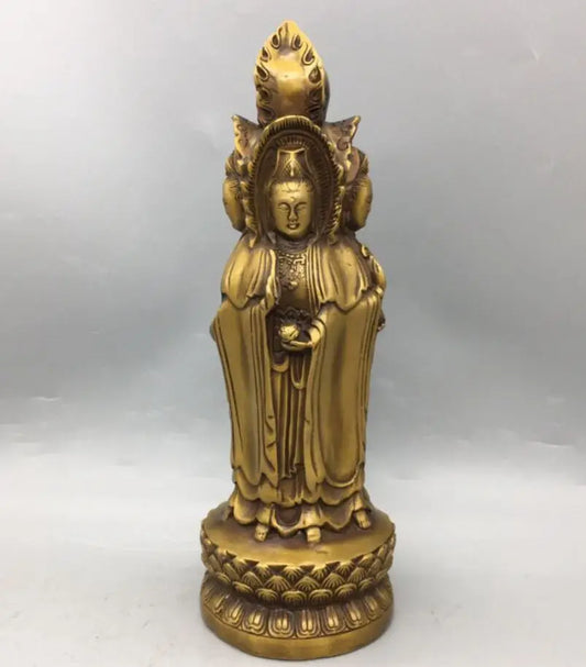 China brass four surface Goddess of mercy Buddha crafts statue