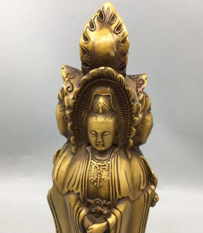 China brass four surface Goddess of mercy Buddha crafts statue