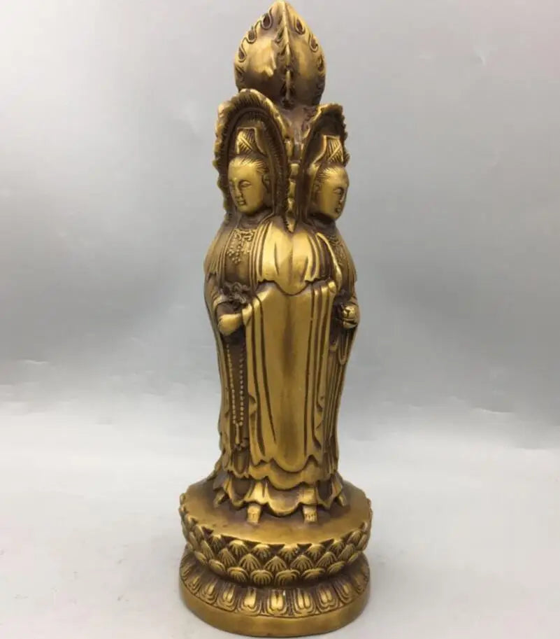 China brass four surface Goddess of mercy Buddha crafts statue