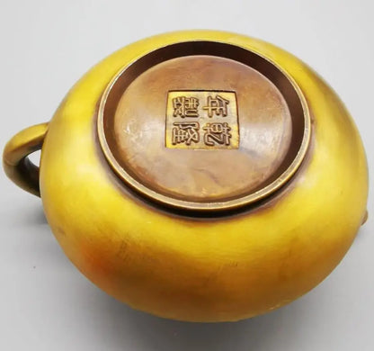China brass fu shou full hall teapot crafts statue