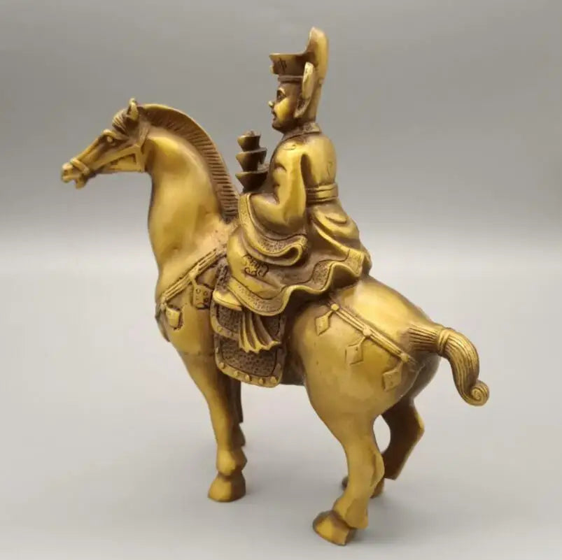 China brass god of wealth riding horse crafts statue