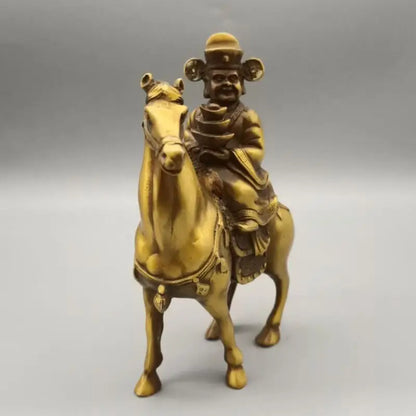 China brass god of wealth riding horse crafts statue