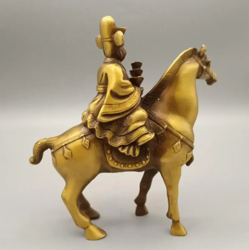China brass god of wealth riding horse crafts statue
