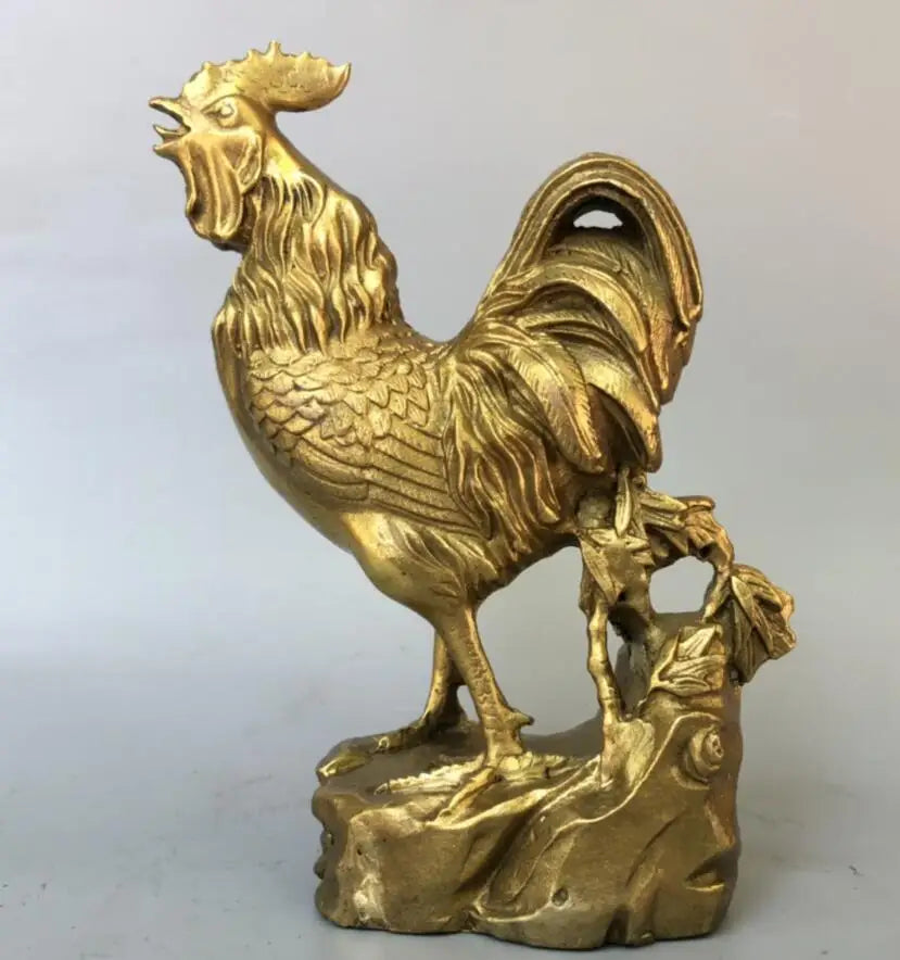 China brass gold cock crafts statue