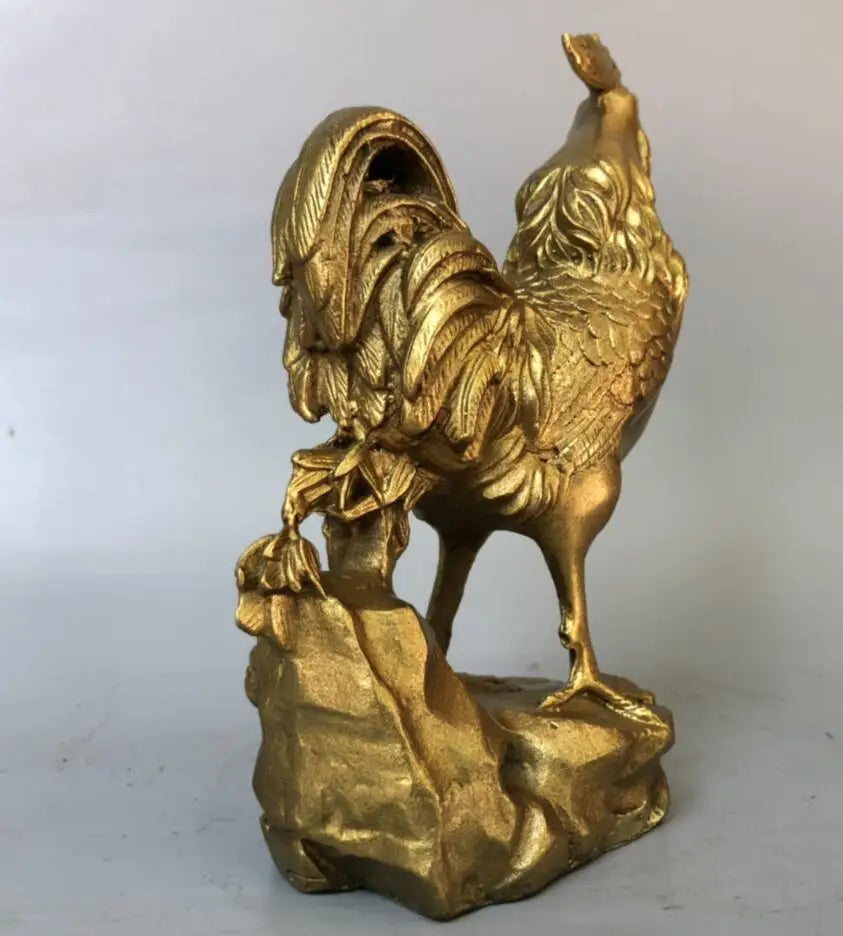 China brass gold cock crafts statue