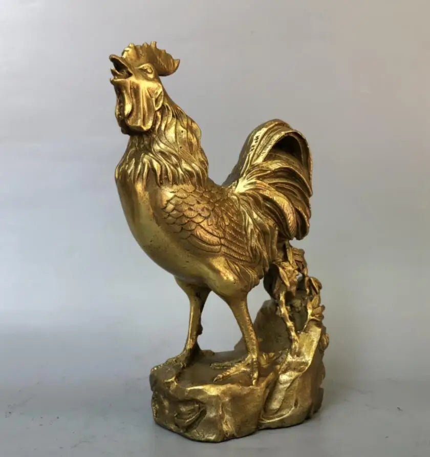 China brass gold cock crafts statue