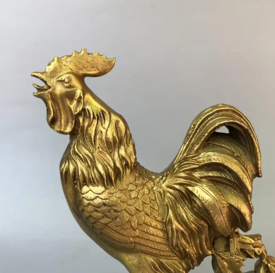 China brass gold cock crafts statue