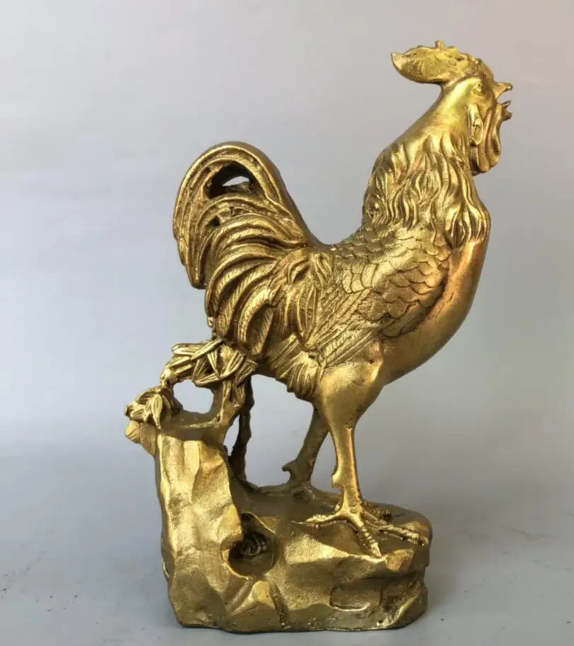 China brass gold cock crafts statue