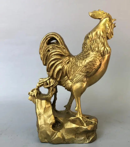 China brass gold cock crafts statue