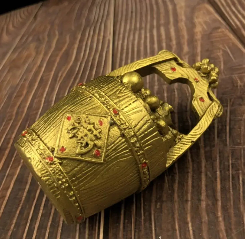 China brass gold money bucket crafts statue