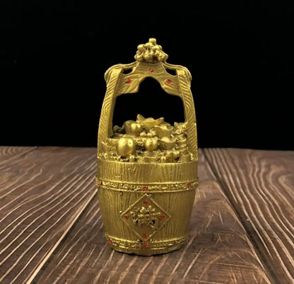 China brass gold money bucket crafts statue