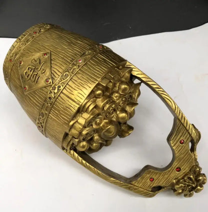 China brass gold money bucket crafts statue