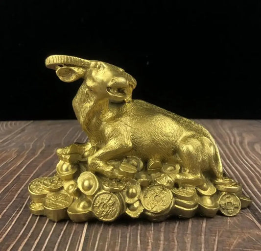 China brass gold money cow wealth crafts statue
