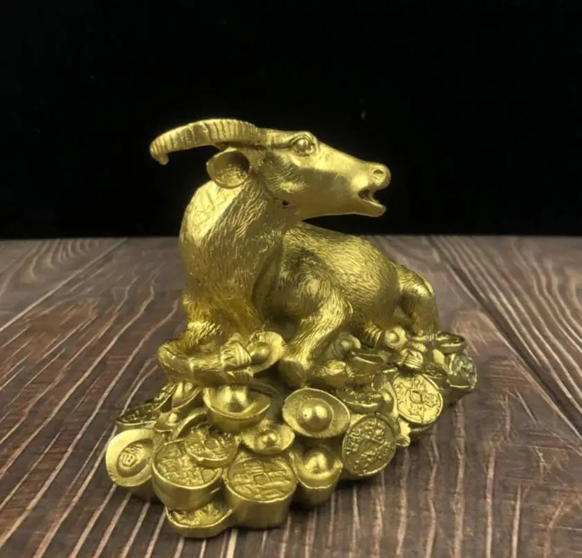 China brass gold money cow wealth crafts statue