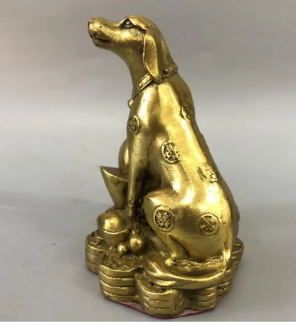 China brass gold money dog crafts statue