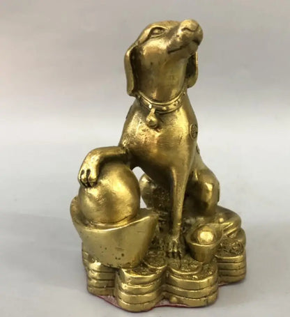 China brass gold money dog crafts statue