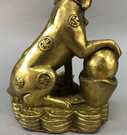 China brass gold money dog crafts statue