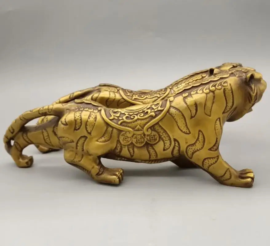 China brass gold money leopard crafts statue A pair