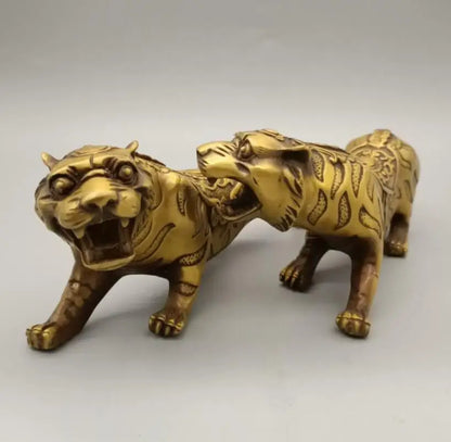 China brass gold money leopard crafts statue A pair