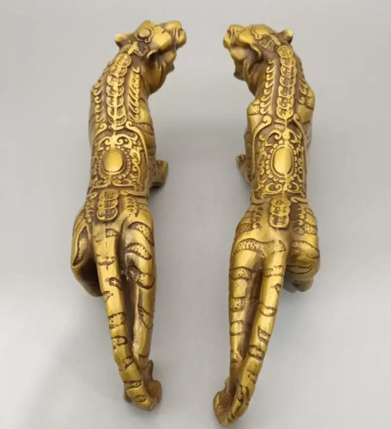 China brass gold money leopard crafts statue A pair