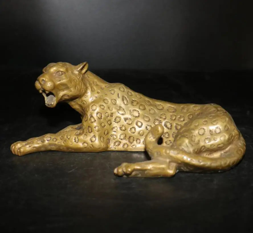 China brass gold money leopard crafts statue