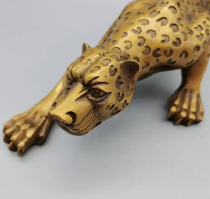 China brass gold money leopard crafts statue