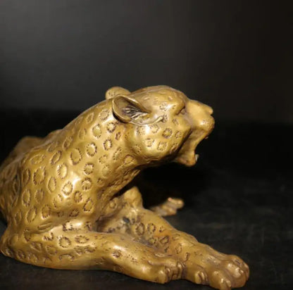 China brass gold money leopard crafts statue
