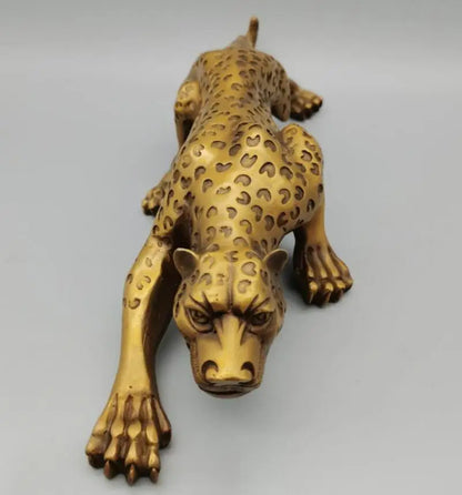 China brass gold money leopard crafts statue