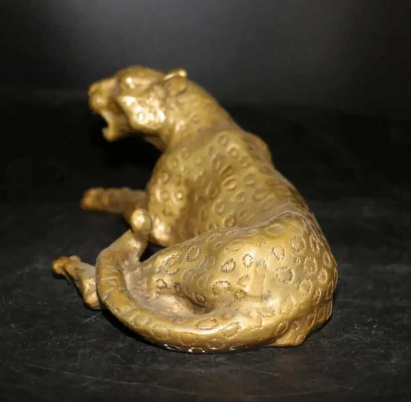 China brass gold money leopard crafts statue