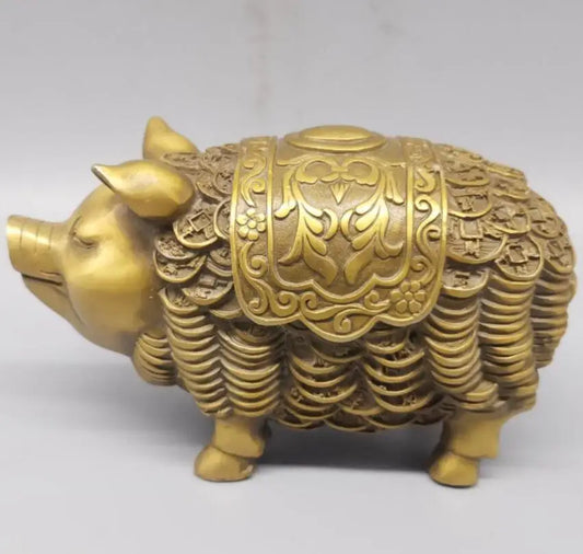 China brass gold money pig crafts statue