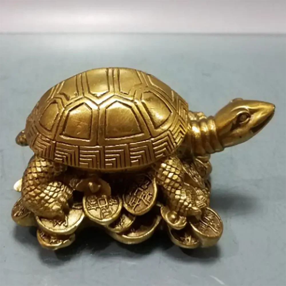 China brass gold money turtle small crafts statue