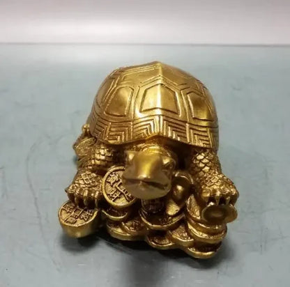 China brass gold money turtle small crafts statue