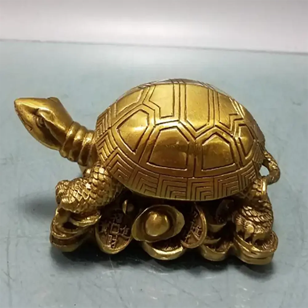 China brass gold money turtle small crafts statue