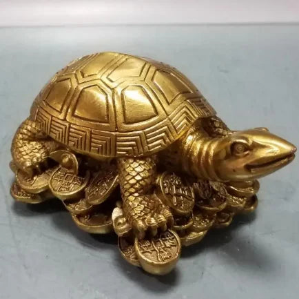 China brass gold money turtle small crafts statue