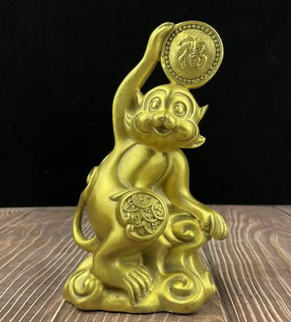 China brass gold monkey send blessing crafts statue