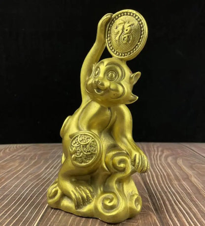 China brass gold monkey send blessing crafts statue