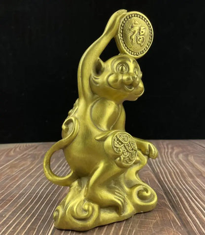 China brass gold monkey send blessing crafts statue