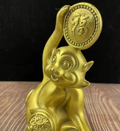 China brass gold monkey send blessing crafts statue