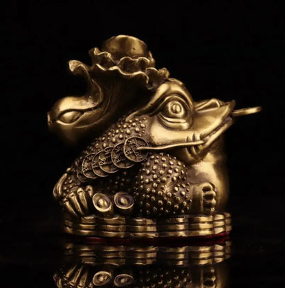 China brass gold toad back Chinese cabbage crafts statue