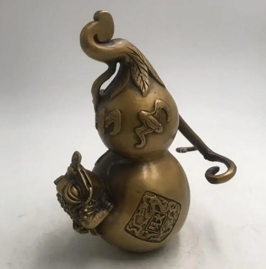 China brass gold toad gourd crafts statue