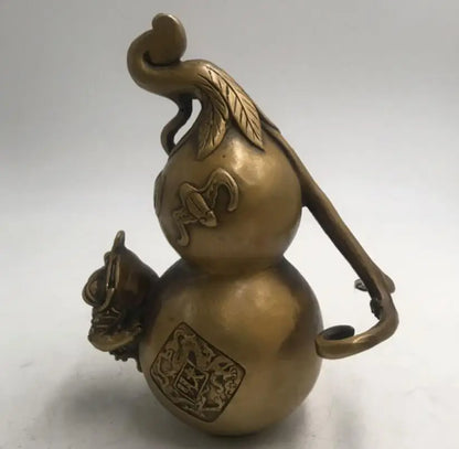 China brass gold toad gourd crafts statue