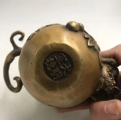 China brass gold toad gourd crafts statue