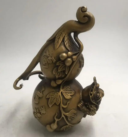 China brass gold toad gourd crafts statue