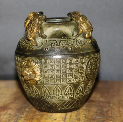 China brass gold toad jar crafts statue